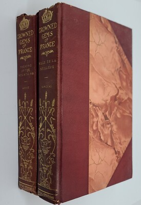 Antique 1902 Leather Book Set - Crowned Gems of France -Royal Edition St. Hubert-image