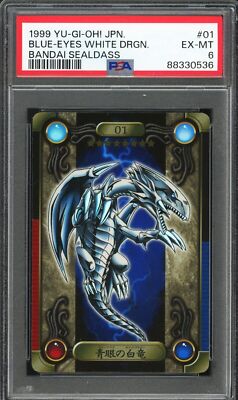 PSA 6 - 1999 YU-GI-OH! JAPANESE BANDAI SEALDASS 01 BLUE-EYES WHITE DRAGON-image