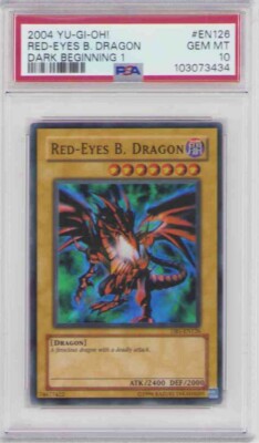 RED-EYES BLACK DRAGON YUGIOH HOLO #DB1-EN126 GRADED GEM MINT 10! 2004-image