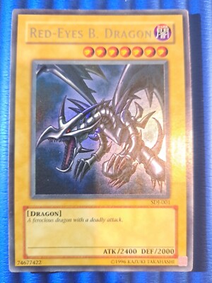 Red Eyes Black Dragon SDJ-001 Ultra Rare Unlimited Yu-Gi-Oh  IF graded prob an 8-image