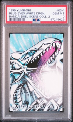 1999 YU-GI-OH! BANDAI DUEL SCENE COLL 2 #03-1 BLUE-EYES WHITE DRAGON PSA 10-image