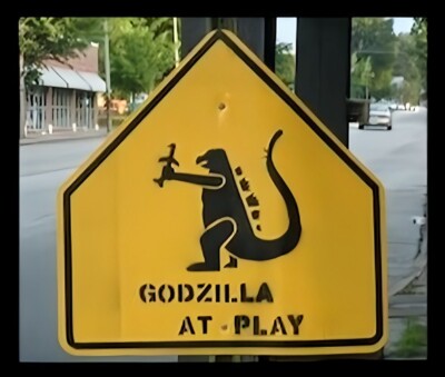Godzilla At Play Street Sign MAGNET-image