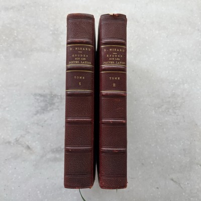 Vintage Leatherbound French Poetry Books Set of 2 / 1888 Sur Les Poetes Latins-image