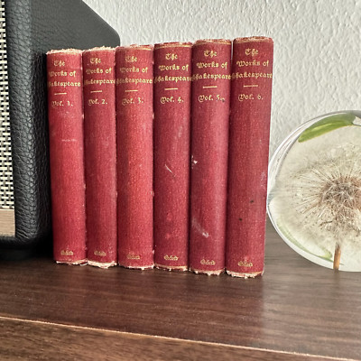Antique 6 Vol Set Oxford Miniature Complete Works Shakespeare Books India Paper-image
