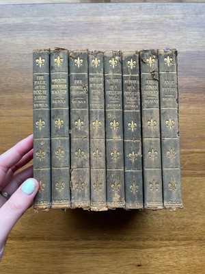 Alexandre Dumas 8 Vol. Set Antique Books, Gilt Leather Binding, Nelson 1910-image