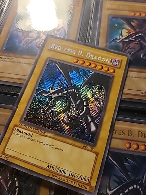 1996 Yu-Gi-Oh! Konami Red-Eyes B. Dragon BPT-005 Secret Rare Limited Edition-image
