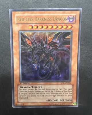 Yugioh Red-Eyes Darkness Dragon Ultra Rare SD1-EN001 1st Ed Played-image