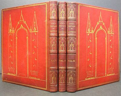 SYRIA THE HOLY LAND ASIA MINOR 1836 1st Ed Leather Bindings SET Bartlett Purser-image