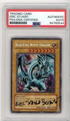 PSA Signed Eric Stuart Yu-Gi-Oh! TCG Blue-Eyes White Dragon BPT-009 Holo-image