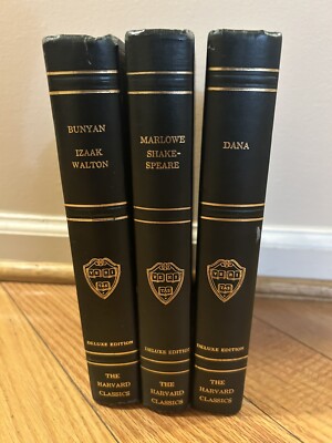 Harvard Classics Deluxe Edition Leather Hardcover Book SET Green Gold Lot-image