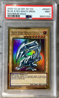 Yugioh Card 1st Ed. Blue-Eyes White Dragon PSA 9, Maximum Gold MAGO-EN001 2020-image