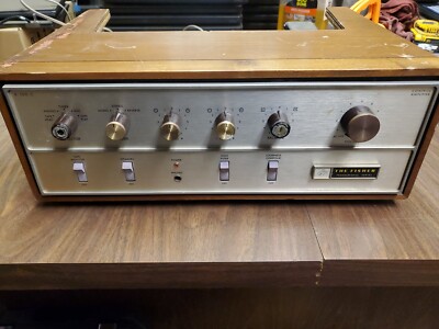 Fisher X-100-C Tube Amp With Wood Case Untested For Parts Or Restore-image