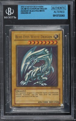 2002 Yugioh Card SDK Europe Blue-Eyes White Dragon SDK-E001 BGS ALTERED AUTH-image