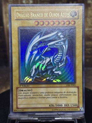 Yugioh Blue Eyes White Dragon Ultra Rare DIK-P001 Portuguese Vintage-image