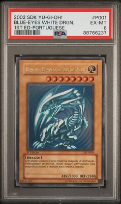 Blue-Eyes White Dragon 1st Edition Portuguese DIK-P001 2002 Yu-Gi-Oh PSA 6-image