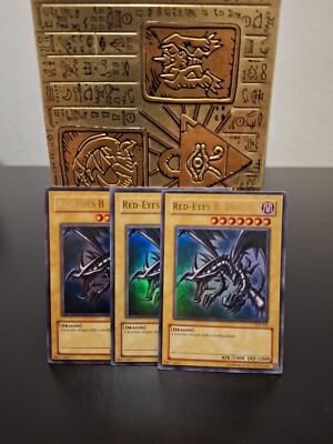 1st Edition SDJ-001 Red Eyes Black Dragon Holo Yugioh Card - VLP/NM! X3-image