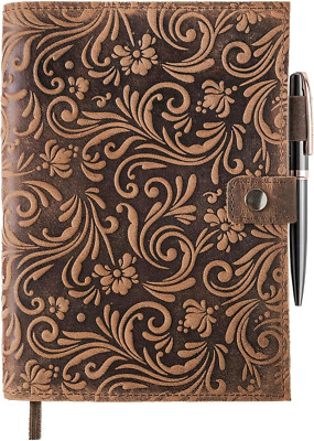 Leather Journals Women Writing Flower Journal Refillable Leather Bound Journal-image