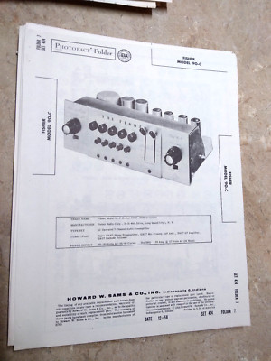 FISHER 90-C TUBE PRE-AMPLIFIER - SCHEMATIC & PARTS ID - SAMS PHOTOFACT 424/7-image