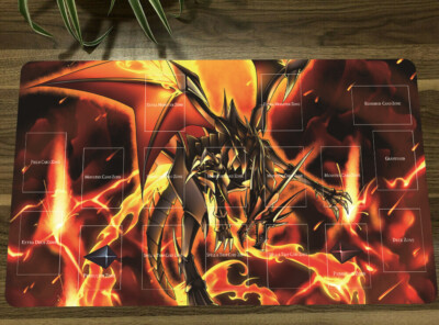 NEW YGO Playmat Red-eyes Black Flare Dragon TCG CCG  Game Mat + Bag-image