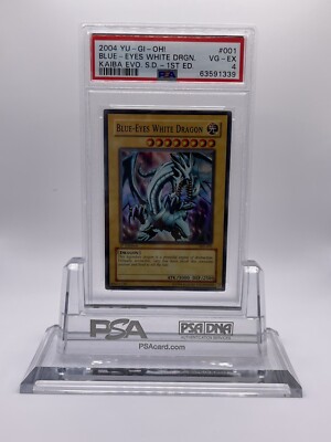 2004 YUGIOH BLUE EYES WHITE DRAGON 1ST EDITION SETO KAIBA PSA 4 VERY GOOD-image