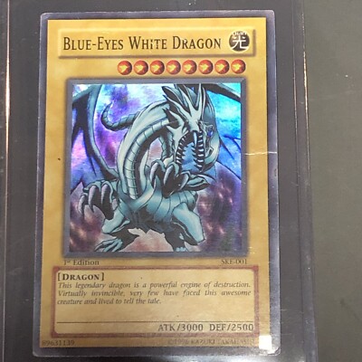 1996 Yu-Gi-Oh! Cards 1st Edition Holographic Blue-Eyes White Dragon SKE-001-Rare-image