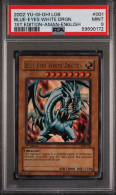 PSA 9 YU-GI-OH! Blue-Eyes White Dragon LOB-001 1st Edition Asian English Yugioh-image
