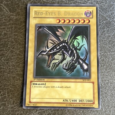 Red-Eyes Black Dragon SDJ-001 1st Edition  Ultra Rare Yu-Gi-Oh Card Played MP-image
