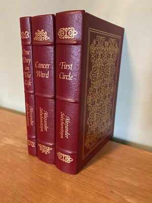 3 Volume Alexander Solzhenitsyn Easton Press Leather Bound Very Good Condition-image