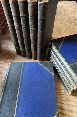 Set of 5 Gilt Edged 3/4 Leather Blue Hardback Volumes: “The Century Dictionary”-image
