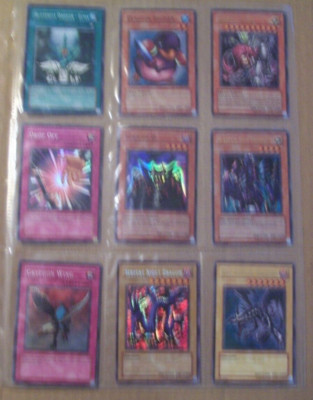 1996 YUGIOH 9 CARD LOT, HOLO 1ST ED., SERPENT NIGHT DRAGON, RED-EYES B. DRAGON-image