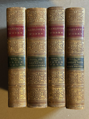 William Hazlitt Antique Leather Bound Miscellaneous Works 4 Vol Set Books 1859-image