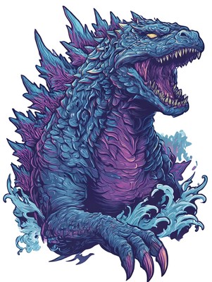 Illustrated Godzilla Vinyl Car Decal Sticker – Waterproof & UV-Resistant-image