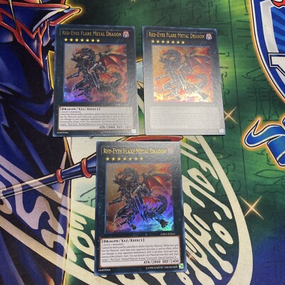 Yugioh! Red-Eyes Flare Metal Dragon x3 LDK2-ENJ41 Playset NEW Unlimited NM/M-image