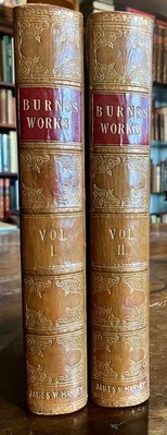 1847 WORKS OF ROBERT BURNS Leather Bound Set NUMEROUS ENGRAVINGS 2 x Volumes-image