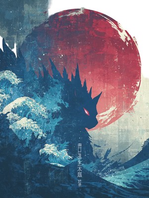 Cat Godzilla Print Vinyl Car Decal Sticker – Waterproof & UV-Resistant-image