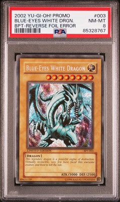 2002 YU-GI-OH! PROMO BPT-COLLECTOR'S TINS #003 BLUE-EYES WHITE DRAGON PSA 8-image