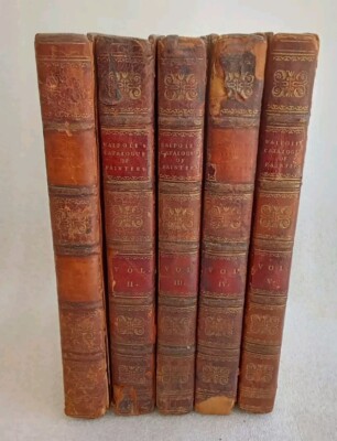 ANTIQUE BOOK SET ANECDOTES OF PAINTING IN ENGLAND GEORGE VERTUE HORACE WALPOLE-image