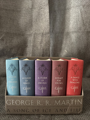GEORGE RR MARTIN Game of Thrones A Song of Ice and Fire Book Set Leather 5 Books-image