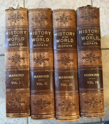 1897. History of the World | Mankind | by  Ridpath. Antique 4 Vol Set. (19D)-image