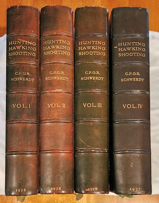 First Edition 1928-1938 Schwerdt CFGR Hunting Hawking Shooting 4 Vol Set Books-image