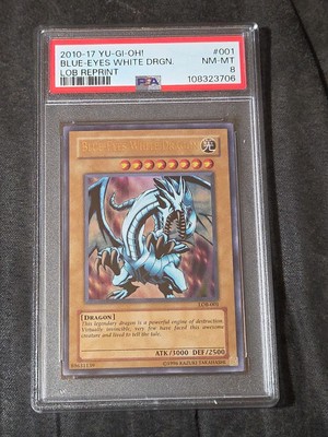 Blue-Eyed White Dragon LOB Reprint LOB-001 PSA 8-image