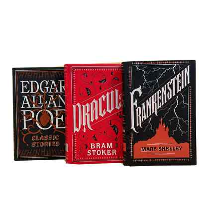 DRACULA FRANKENSTEIN EDGAR ALLAN POE Stories Set of 3 Faux Leather BKs Brand NEW-image