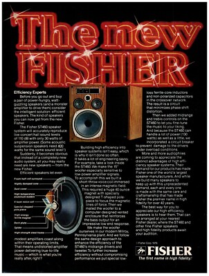 PRINT AD, 1980 The New Fisher ST 460 Speaker System Efficiency Experts 80's-image