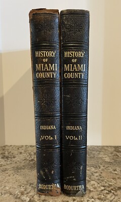 1914 Antique 2 Vol. Set Miami County History Indiana genealogy Amboy Bunker Hill-image