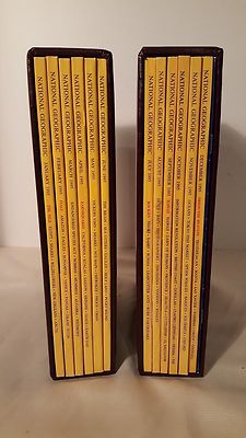 1995 Complete Set (Jan-Dec) National Geographic Magazines in Leather Slip Cases -image