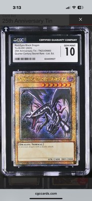 CGC 10 RED-EYES BLACK DRAGON TN23-EN003 Quarter Century Rare-image
