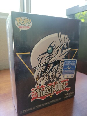 Funko Pop Yugioh Blue Eyes White Dragon Pop/Tee Size M Box Lunch NEW SEALED BOX-image