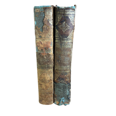 1841 Books The Dramatic Works of Shakespeare 2-Vol Set Leather Bound-image