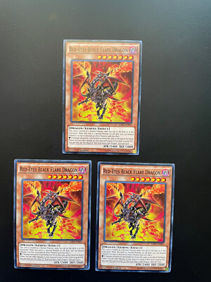 Yugioh Red-Eyes Black Flare Dragon LDK2-ENJ02 Common 1st Edition LP/MP X3-image