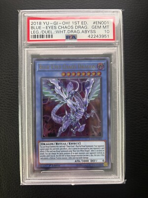 2018 Yu-Gi-Oh! Blue-Eyes Chaos Dragon EN001 White Dragon Abyss PSA 10-image